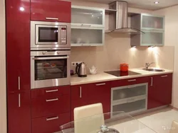 Photo Of A Built-In Kitchen In An Apartment With Appliances
