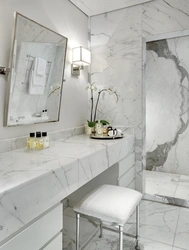 Bathroom interior in white marble