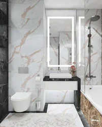 Bathroom interior in white marble