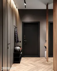 Hallway Design With Black Doors