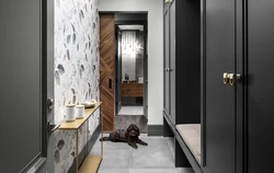 Hallway design with black doors