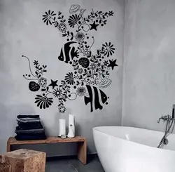 Bathroom decor on the entire wall photo