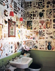 Bathroom decor on the entire wall photo