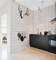 Photo Of White Tiles With Black Grout In The Bathroom