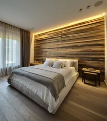 Bedroom Design With Wooden Wall