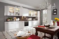 Дызайн кухні калі мэбля белая