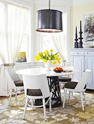 Round table for the kitchen in the interior white