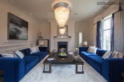 Гостиная с голубым диваном дизайн фото
