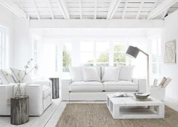 Interior in white colors in the living room