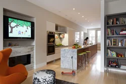 Kitchen living room with TV design photo