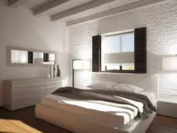 Bedroom design with stone on the wall