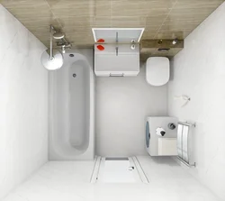 Design Of A Narrow Bathroom With A Toilet And A Washing Machine