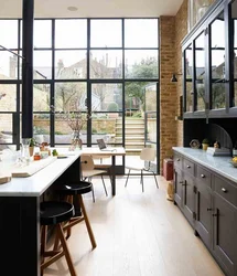 Черные окна на кухне дизайн
