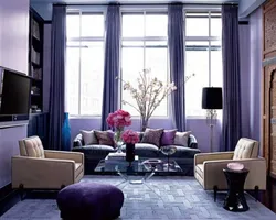 Color Combination With Lilac In The Living Room Interior