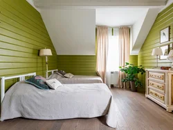 Bedroom interior green ceiling