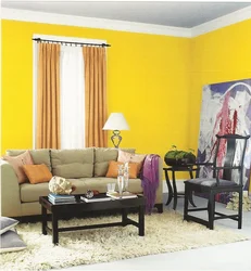 Какой цвет сочетается с желтым в интерьере гостиной