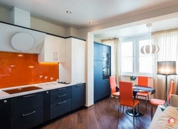 Orange blue kitchen interior