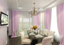 Kitchen design pink curtains