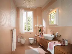 Bathroom interior in peach color