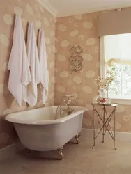 Bathroom interior in peach color