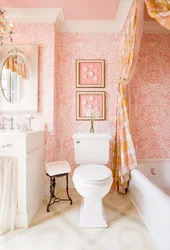 Bathroom interior in peach color