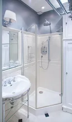 Shower Cabin In A Small Bathroom Without Toilet Photo