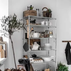 Shelving in the kitchen interior photo