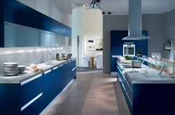 Kitchen design gray and blue