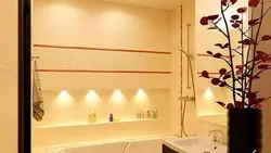 Дызайн ванны з убудаванымі паліцамі