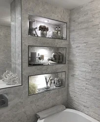 Bath Design With Built-In Shelves