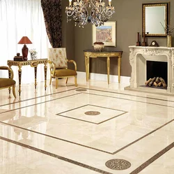 Photo of porcelain tiles on the floor in the living room