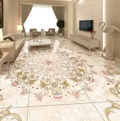Фото керамогранита на полу в гостиной