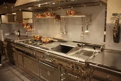 Stainless steel in the kitchen interior