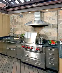 Stainless steel in the kitchen interior photo