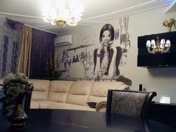 Рисунки стен в гостиной фото