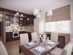 Modern classic interior kitchen living room