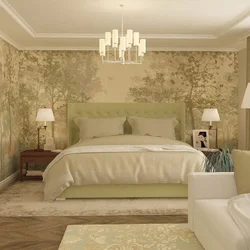 Bedroom in beige-green tones design photo