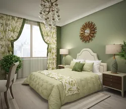 Bedroom In Beige-Green Tones Design Photo