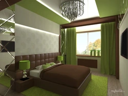 Bedroom in beige-green tones design photo