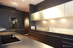 Kitchen in brown and white color design photo