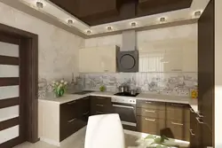 Kitchen in brown and white color design photo