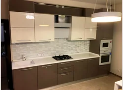 Kitchen In Brown And White Color Design Photo