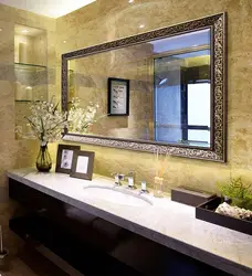 Bath Interior With Large Mirror