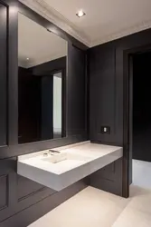 Bath Interior With Large Mirror