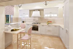 Beige floor in the kitchen interior