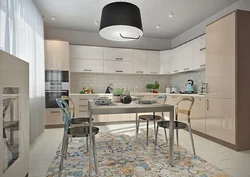 Beige floor in the kitchen interior