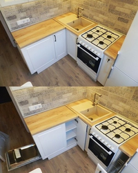Кухня 6М2 Дызайн З Халадзільнікам І Посудамыйнай Машынай