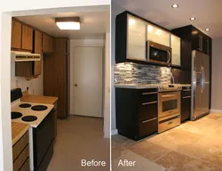 Interior kitchen before and after