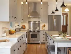 Fireplace hoods in the kitchen interior photo