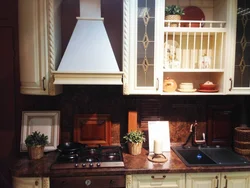 Fireplace hoods in the kitchen interior photo